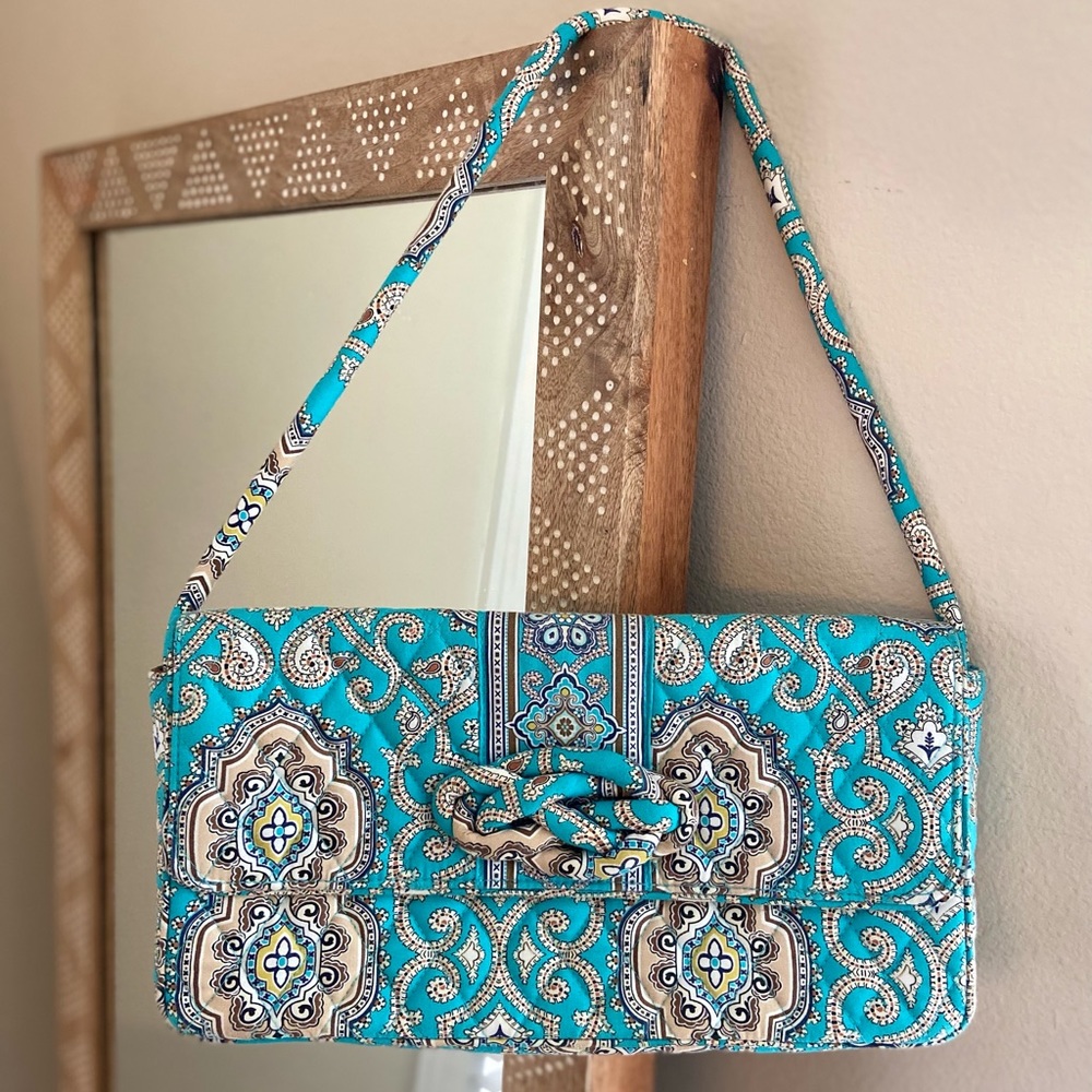 Vera Bradley Totally Turq Knot Clutch Shoulder Bag